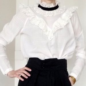ROSEANNA Hanni Ruffled Victorian Ribbon Blouse XS